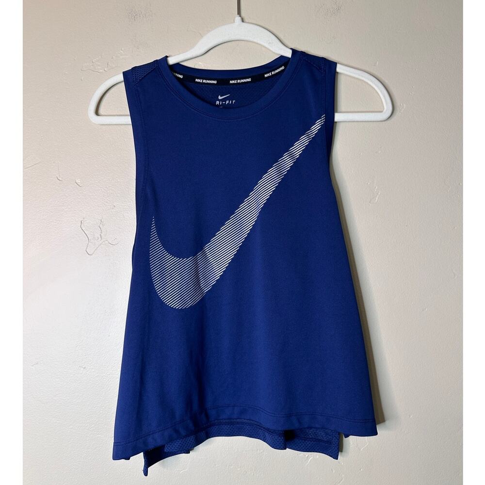Women's NIKE Dri-Fit Running Nav Blue Medium Tank NIKE LOGO